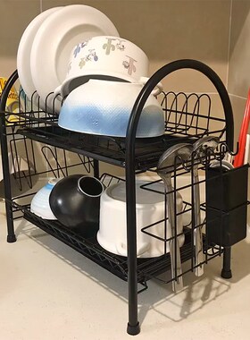 厨房置物架落地多层碗碟架双层沥水碗架台面碗筷餐具放碗盘收纳架