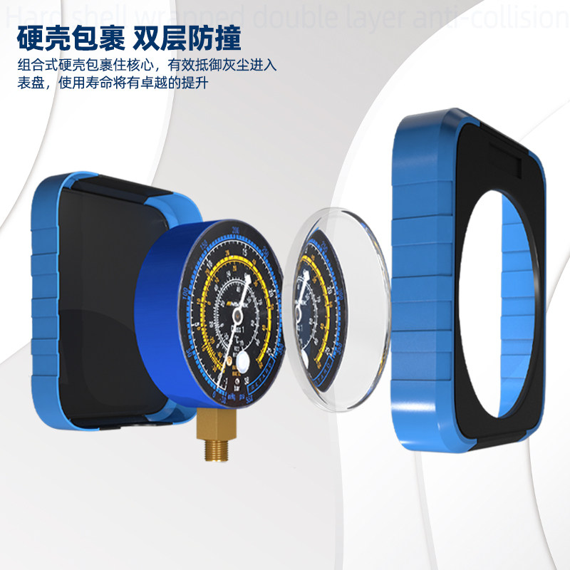 曾氏球阀式空调压力表R22R410aR32冷媒加氟表雪种单表阀加液表