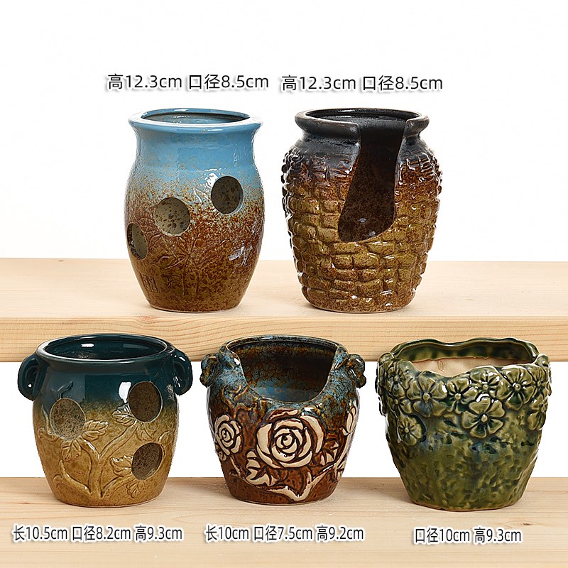 大口径多肉花盆陶瓷包邮特价清仓粗陶透气特大号肉肉植物组合拼盘