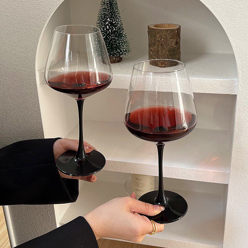 浪漫ins风黑红渐变脚杯红酒杯欧式葡萄酒杯酒杯香槟杯甜果酒杯