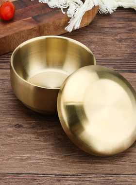 304韩国不锈钢双层饭碗带盖碗家用儿童米饭碗创意韩式圆碗小碗