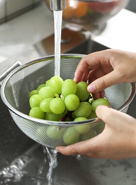 舍里 304不锈钢滤沥水漏水篮洗菜盆子淘米神器厨房家用洗水果套装