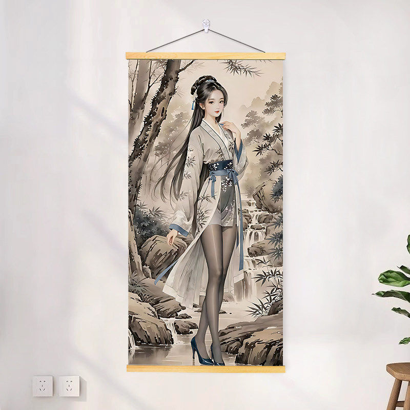 仕女图实木挂画美女图画送兄弟朋友生日礼物恶搞搞笑仿古真迹装饰