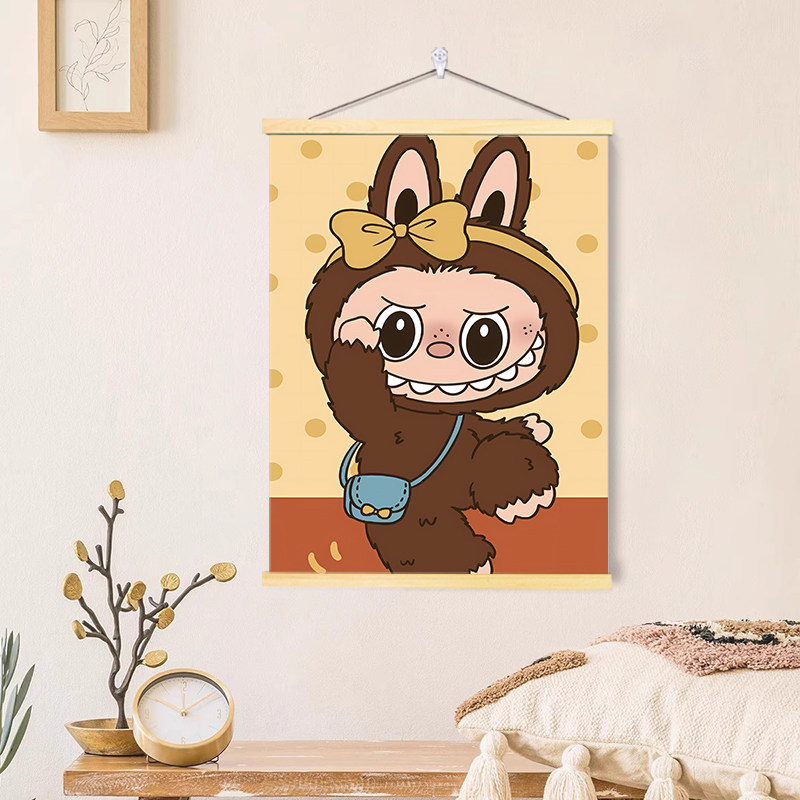 拉布布labubu卡通可爱挂画客厅书房玄关卧室儿童房背景墙面装饰画