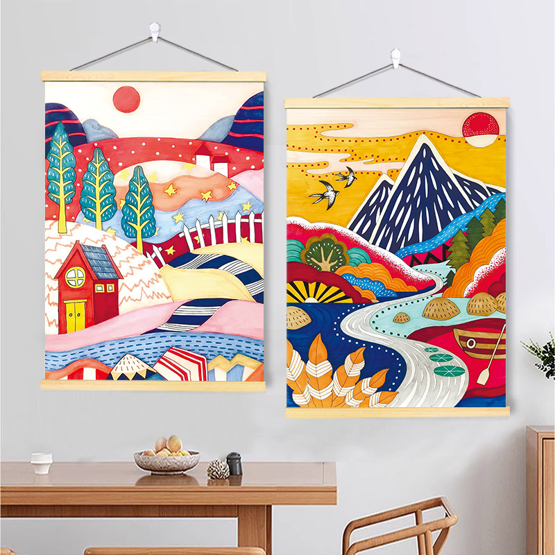 北欧风抽象风景挂画客厅餐厅