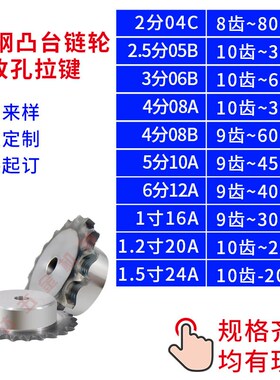 3分06b链轮单排台链轮配06B链条10/15/20/25/30/35/40齿/45钢链轮