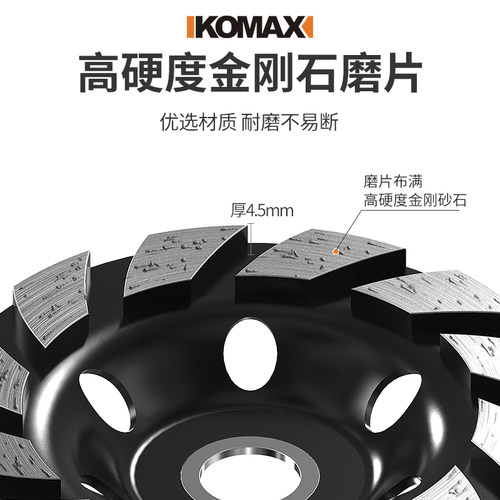 德国KOMAX角磨机金刚石打磨片金属石材混凝土抛光磨光砂轮片除锈