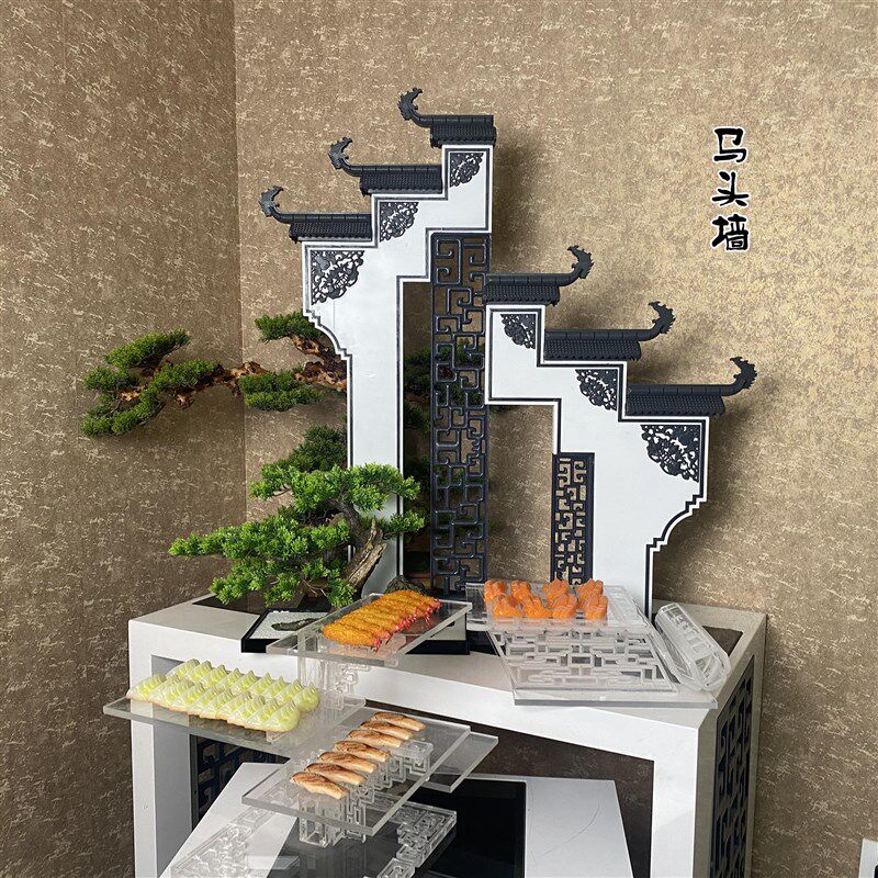 新中式酒店餐桌自助餐桌装饰摆饰创意咖啡厅西餐厅宴会桌海鲜台