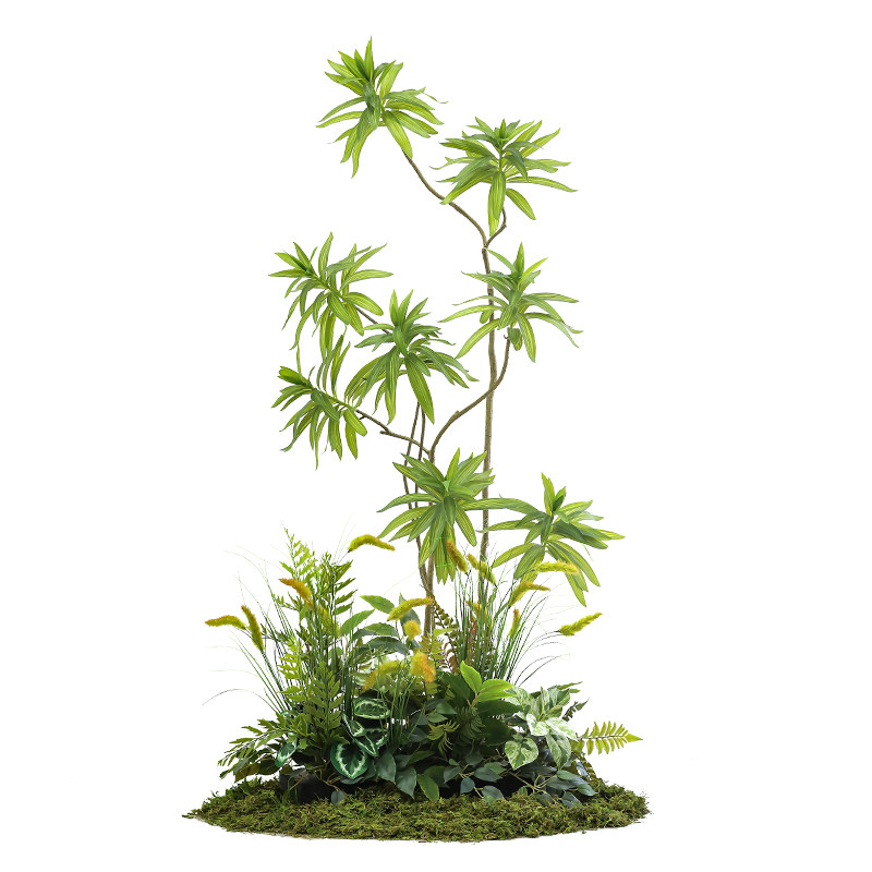 百合竹仿真绿植造景室内地面景观造景楼梯下角落假植物小空间盆景