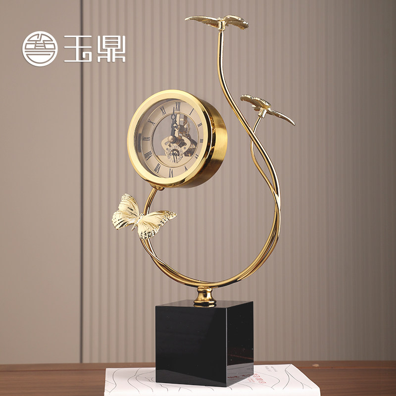 蝴蝶时钟创意摆件客厅玄关酒柜电视柜装饰品高档乔迁新居礼物钟表