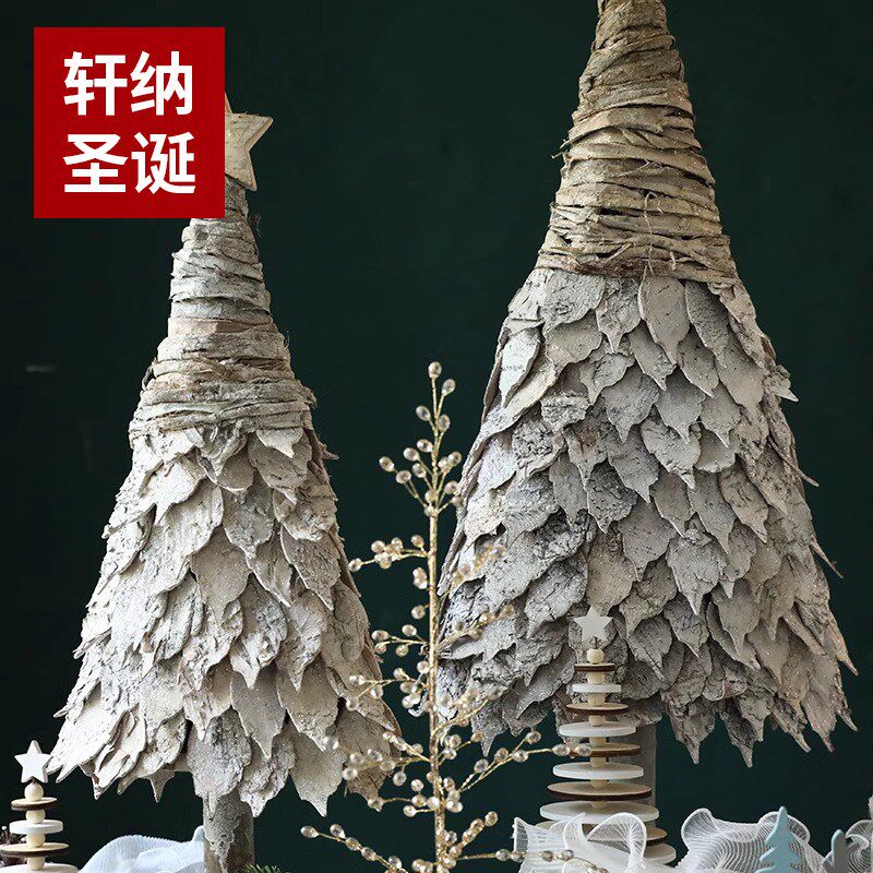 新款圣诞节摆件场景布置小型家用原创圣诞小鹿原木质桌面装饰配件