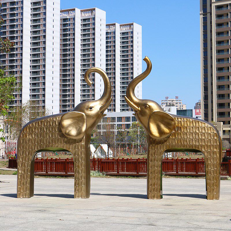 大象玻璃钢雕塑售楼部垃圾桶摆件户外景区游乐场抽象长颈鹿装饰