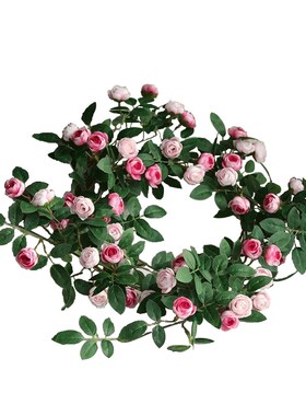 假花藤条仿真玫瑰花藤室内装饰花墙客厅美化遮挡户外绿植仿生藤蔓