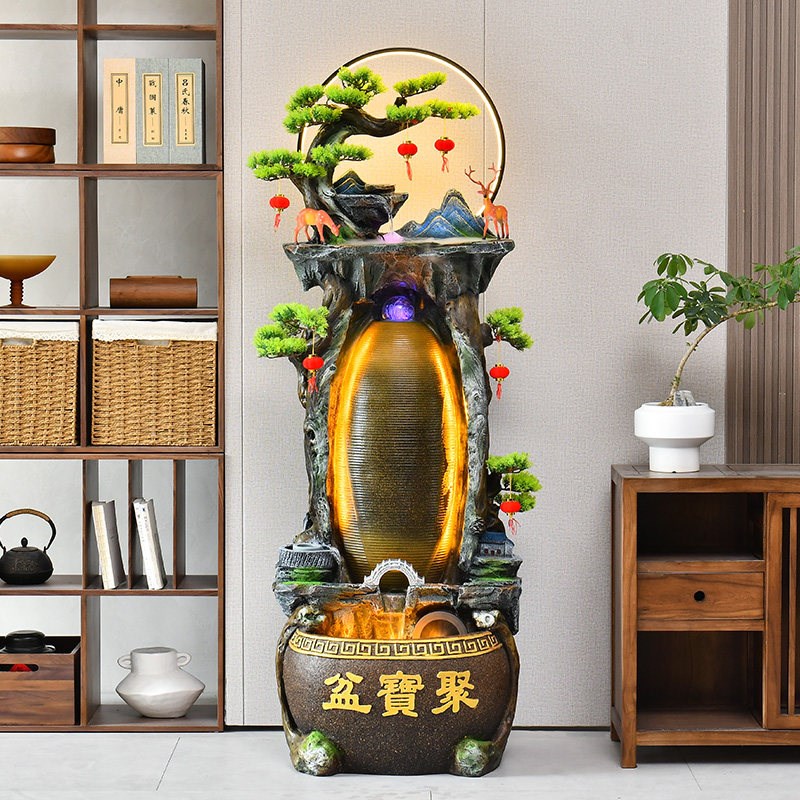 假山流水摆件循环喷泉招财风水球落地风水轮客厅造景公司开业礼品