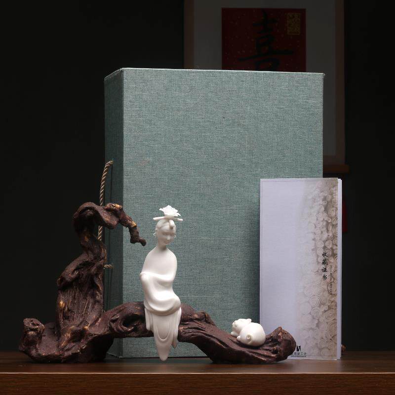 白瓷仕女人物思念禅意艺术品人物陶瓷工艺品新中式创意雕塑礼品