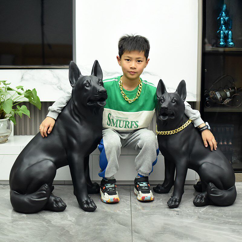 狼狗德牧仿真狗摆件假狗雕塑门口客厅玄关电视柜家居摆设落地装饰