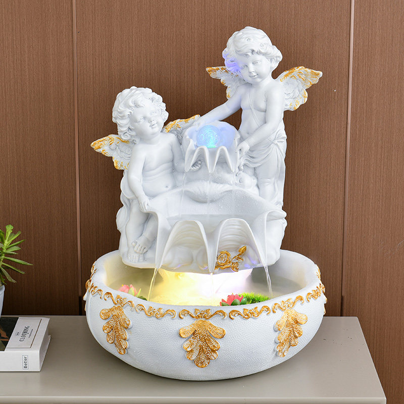 流水摆件循环水客厅加湿器家用创意鱼缸落地电视柜旁边欧式装饰品