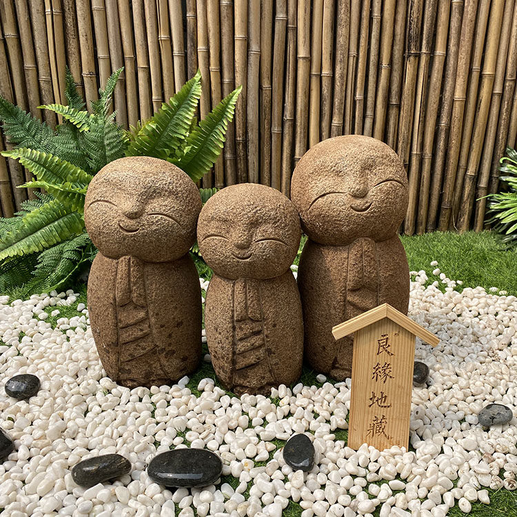 小沙弥石雕日式庭院禅意小和尚良缘地藏佛像石头景观花园户外摆件