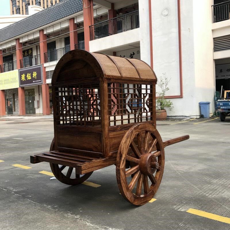 实木创意小马车景区景观明清古典马车摆件仿古马车复古马车直销