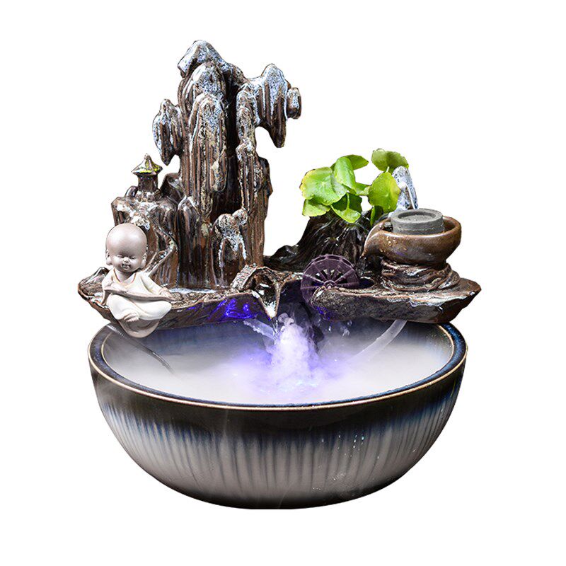 开业礼品陶瓷流水喷泉鱼缸造景摆件客厅水车风水招财创意水景禅意
