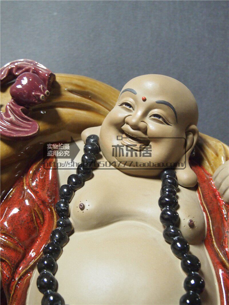 石湾公仔陶瓷弥勒佛摆件客厅玄关风水招财大肚笑佛家居乔迁摆设品