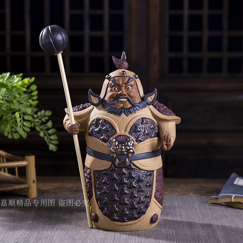 新款石湾公仔 手工陶瓷雕塑摆件工艺品家居饰品礼品 哼哈二将门神