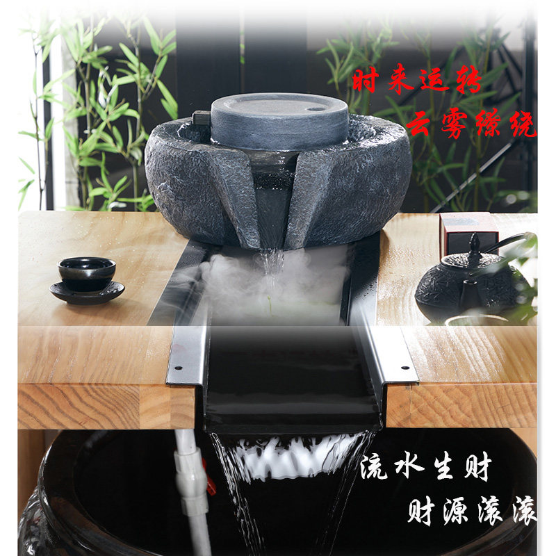 养鱼循环抽水泵船木茶台根雕流水摆件配件家用茶桌彩灯雾化造雾器