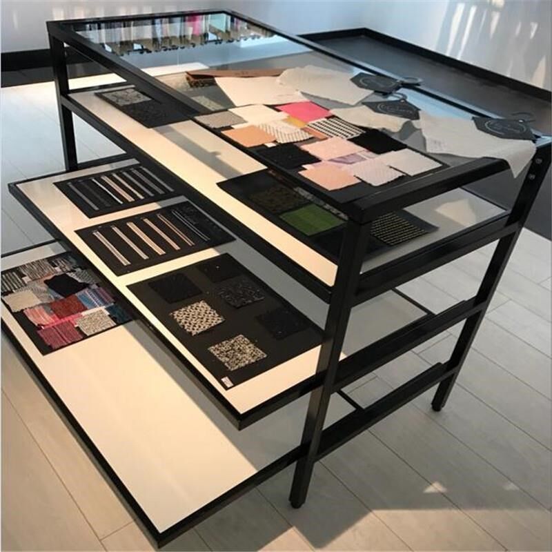 橱窗展示柜服装店货架高低流水台落地式移动架中岛架铁艺桌子直销