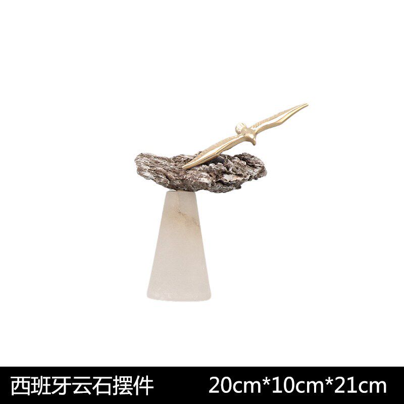 新中式创意西班牙云石大雁工艺品摆件售楼处电视柜样板房软装饰品