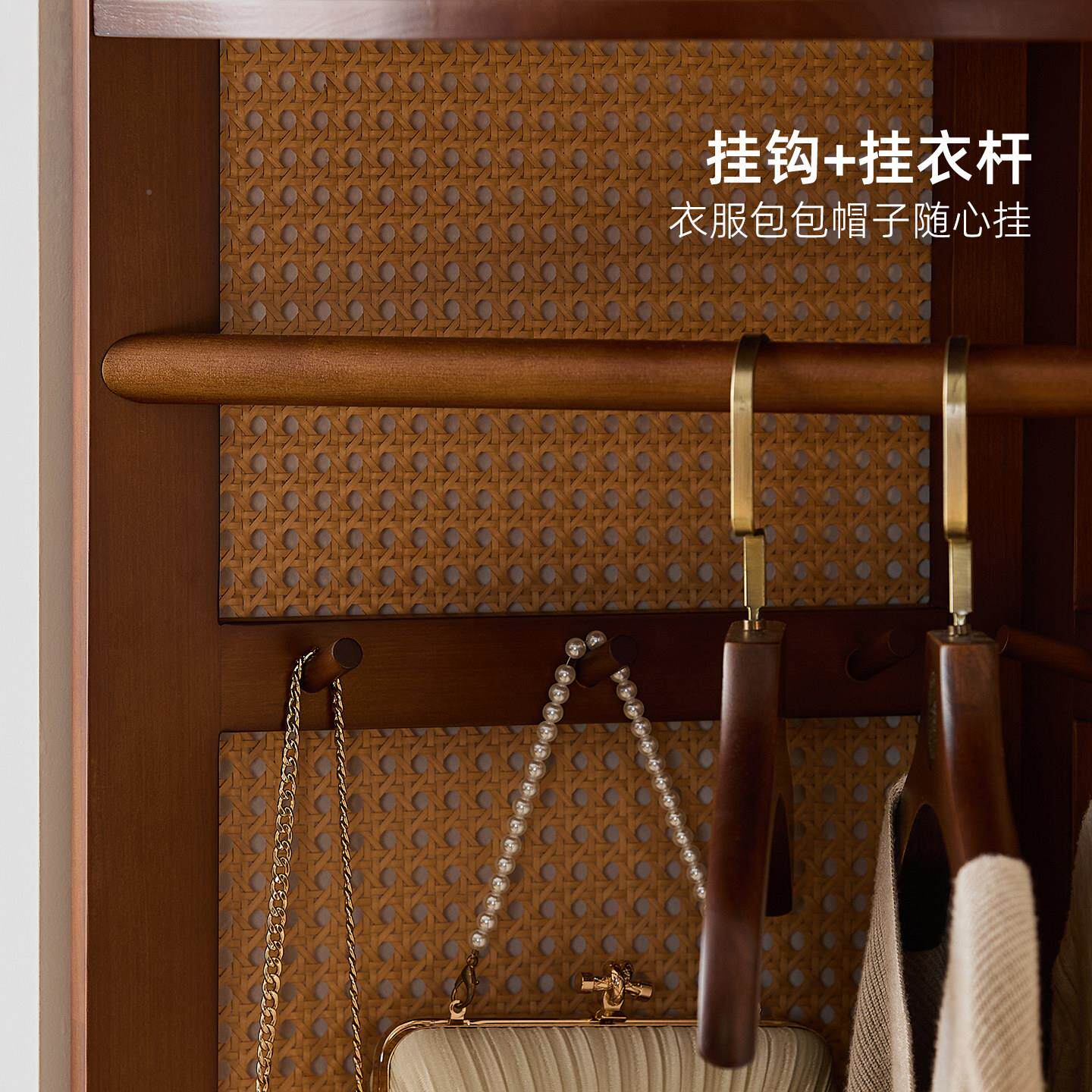 用卧室转角落衣服帽架带VOZ滑轮挂衣帽子木质地架子家加粗加厚置