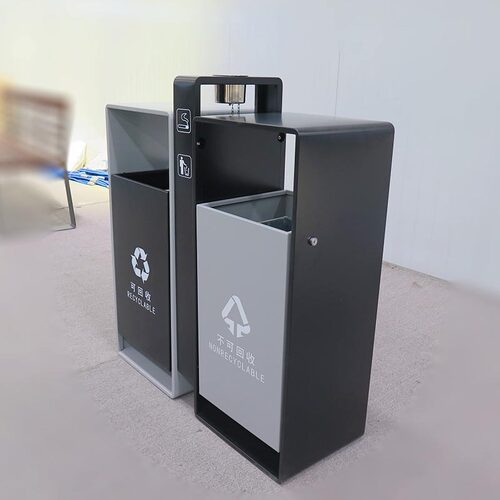 户外不锈钢垃圾桶市政环卫桶身旋转式分类垃圾箱广场商业街果皮箱