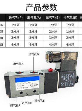 电磁阀二位五通4V210-08/310-10/110-06气缸换向控制阀AC220VDC24
