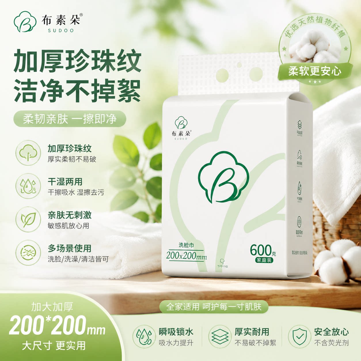 布素朵壁挂抽取加厚一次性洗脸巾