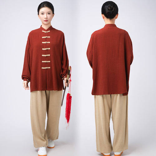 2026新款小和山太极服女太极拳八段锦练功服秋冬加厚棉麻上衣年轻