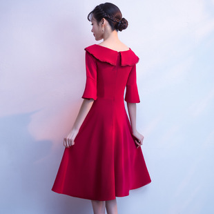 2026新款敬酒服酒红色新娘礼服长袖春夏平时可穿回门便装结婚