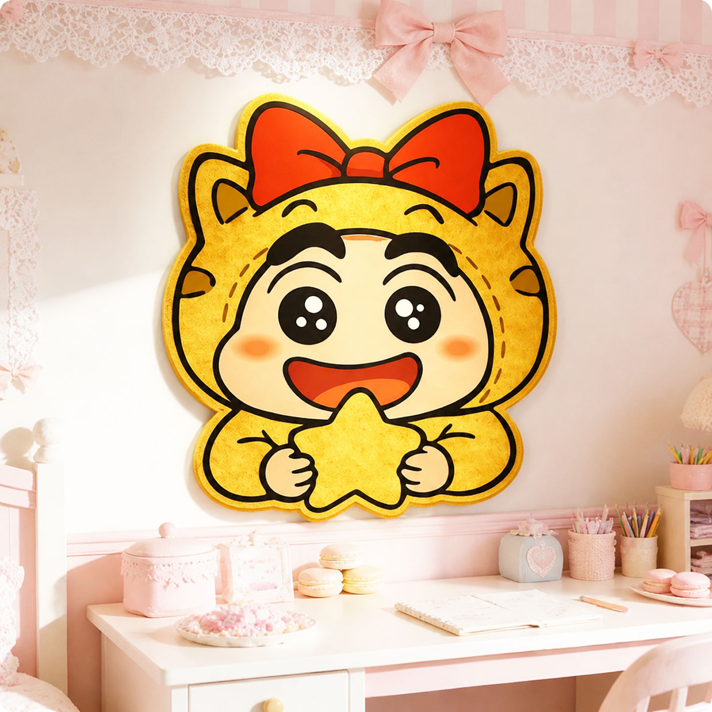 毛毡板卡通蜡笔小新毛毡墙贴免打孔照片墙背景板幼儿园环创