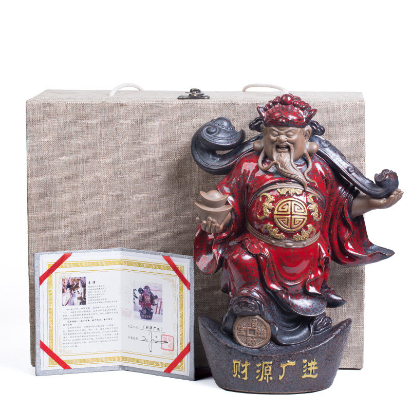 问瓷阁王顺财神爷摆件招财供奉摆件家用开业实用陶瓷礼品店铺佛像