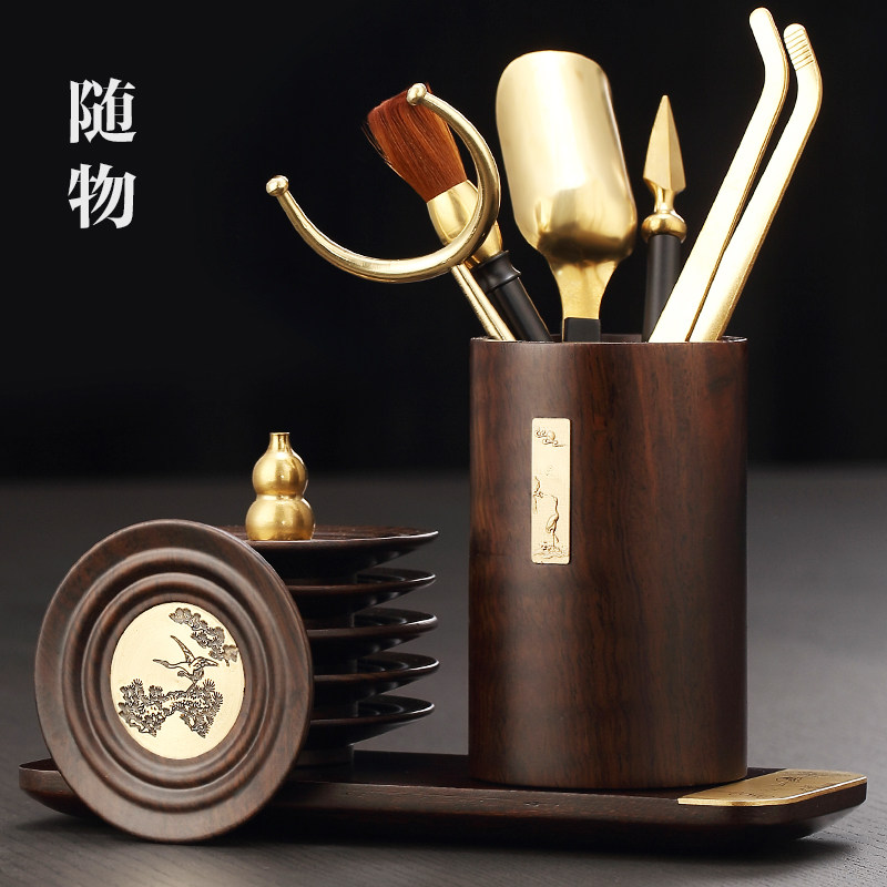 实木茶道六君子功夫茶具配件禅意泡茶工具组合茶杯垫茶夹杯架套装