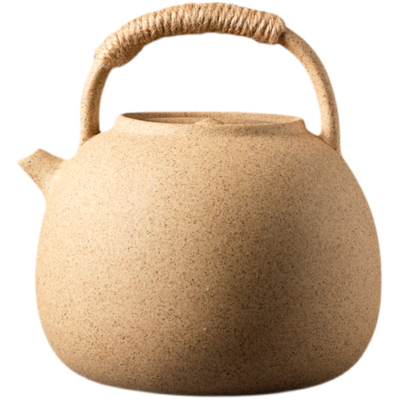 日式老岩泥陶壶粗陶烧水壶家用煮茶器电陶炉陶瓷提梁壶炭炉大容量