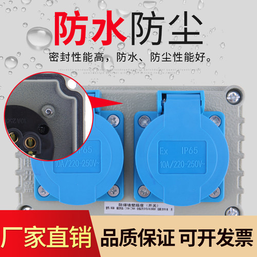 工业EX防爆插座220V防水3孔接线板插销排消防16a墙壁开关明暗装盒