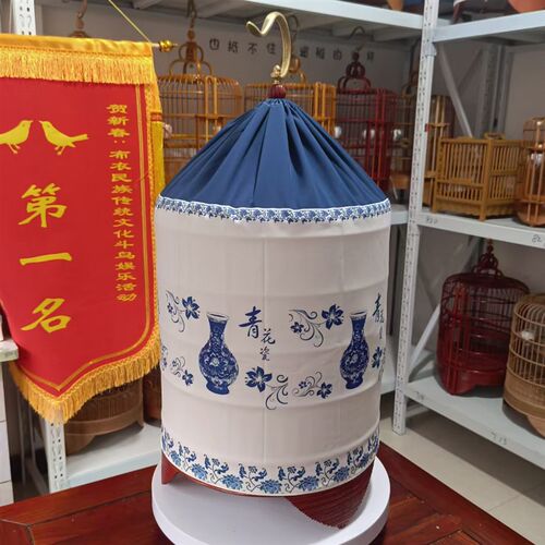 广笼双层鸟笼衣画眉笔布青花瓷笼罩丝滑柔软透气易清洗送夹子紮带