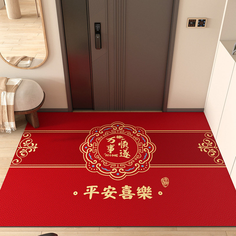 入户门地垫红色进门大门口门垫2025新款免洗可擦pvc脚垫皮革地毯