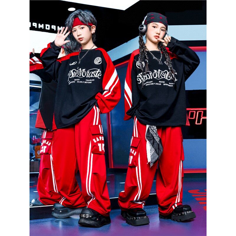 2026新款hiphop街舞童装男童嘻哈表演服套装女童炸街舞蹈服