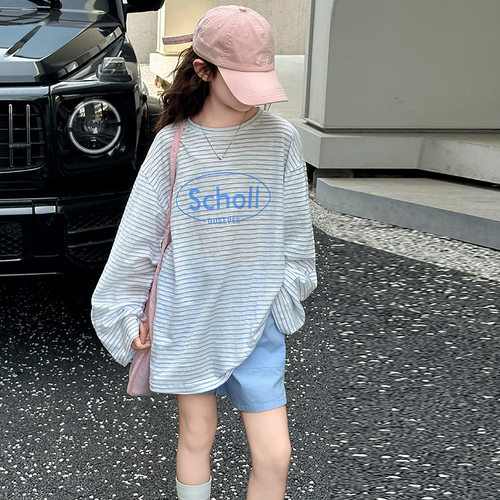 2026新款女童防晒套装夏季女大童韩系防晒t恤长袖休闲短裤两件套