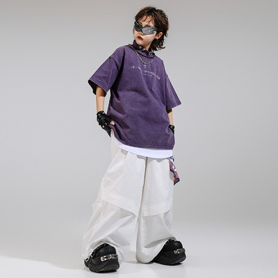 2026新款少儿breaking街舞服装嘻哈男童复古做旧短袖套装