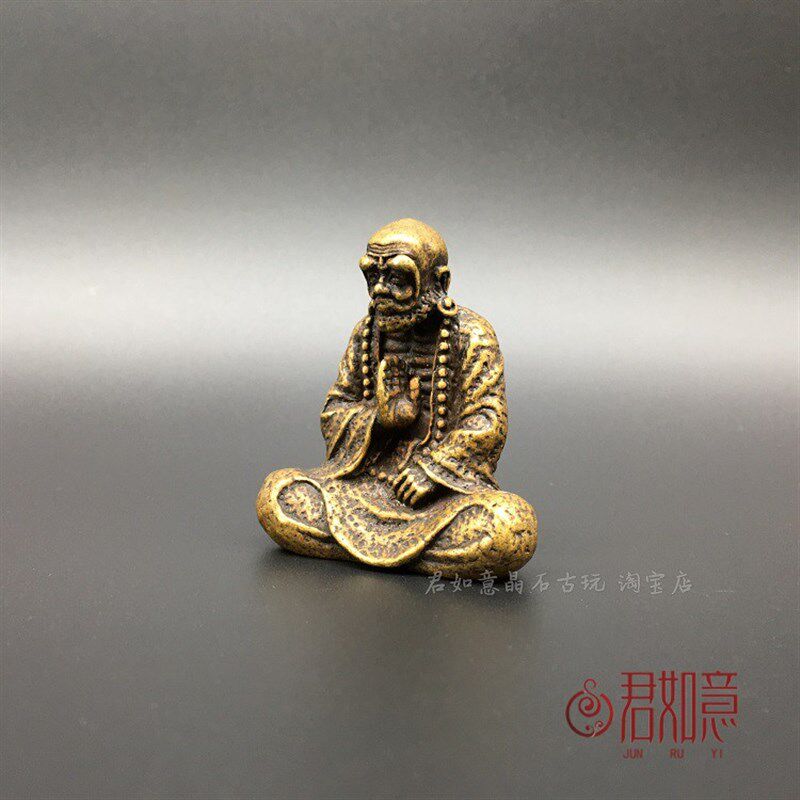 黄铜达摩祖师小摆件实心铜菩提小达摩佛祖摆件铜佛佛祖铜器古玩