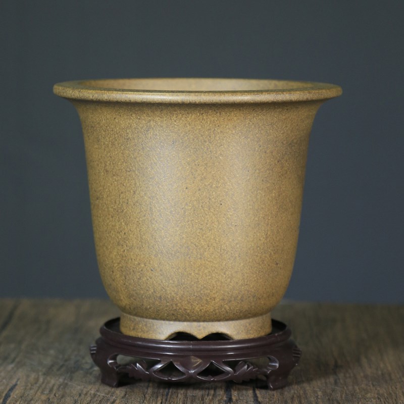 精品紫砂兰花盆沙皮青泥绘古典宜兴陶瓷金钟蕙春墨兰草盆室内桌面