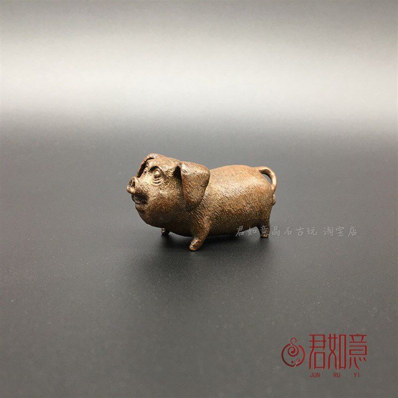 实心铜生肖小猪摆件电影哪吒太乙真人坐骑小肥猪迷你可爱小胖猪