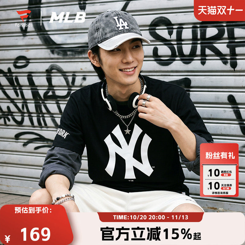 FANATICS x MLB联名款纽约洋基队潮流舒适透气短袖T恤男女半袖NY