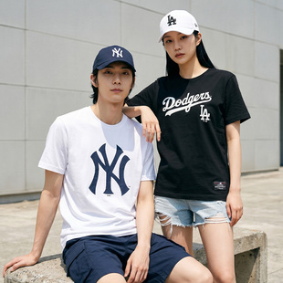 MLB x FANATICS联名NY/LA运动T恤男女潮休闲时尚洋基队印花半袖